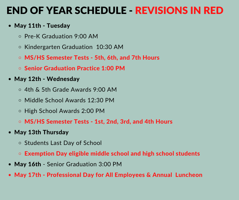 calendar revisions