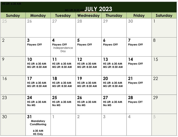 summer schedule 
